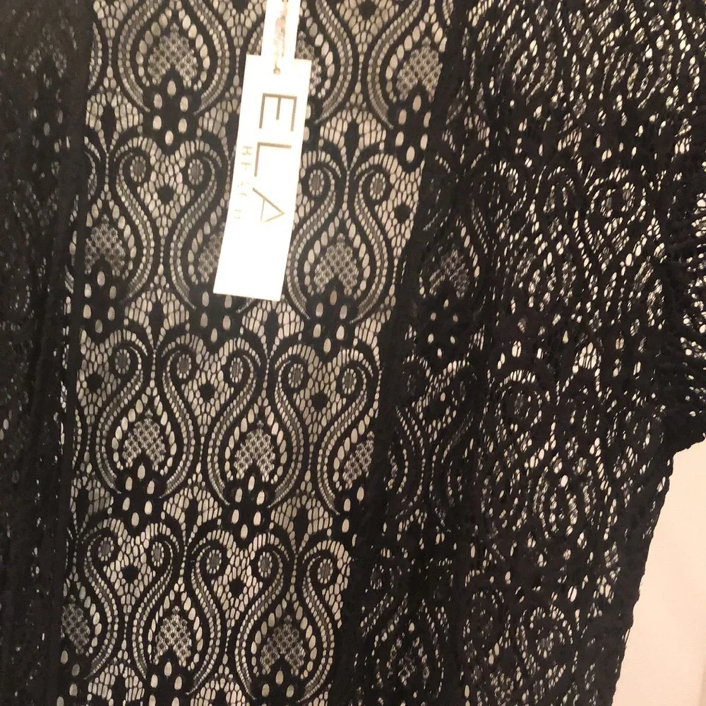 Elan Beach Long Black Lace Cover Up - Picture 4 of 15